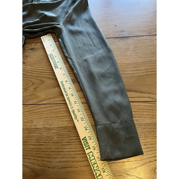 HM Dress Women’s Size Small Sage Green Short V Neck Elastic Waist Silky Feel - Picture 15 of 16